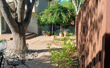 Martinez Backyard Outdoor Living Space with Arbor & Water Feature