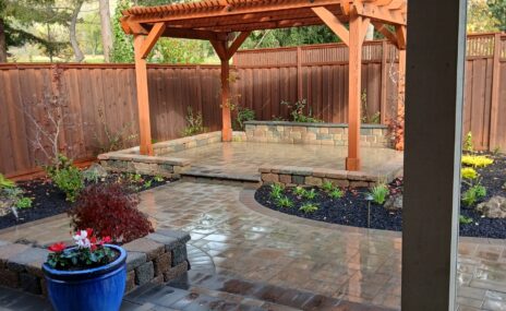 Martinez Backyard Outdoor Living Space with Arbor & Water Feature