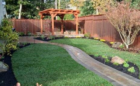 Martinez Backyard Outdoor Living Space with Arbor & Water Feature