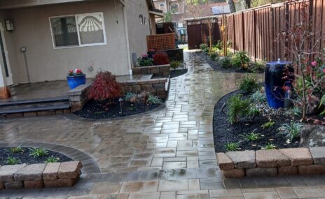 Martinez Backyard Outdoor Living Space with Arbor & Water Feature